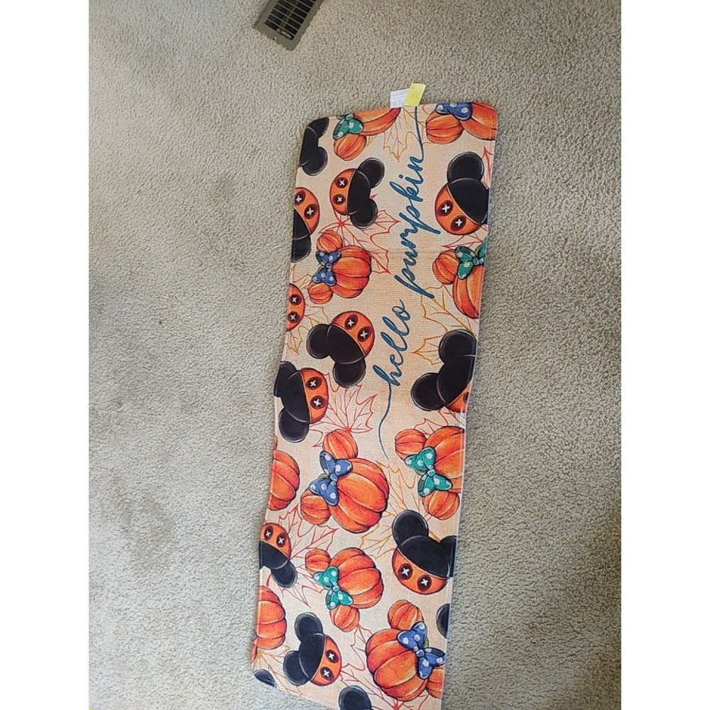 Disney Mickey Minnie Mouse Hello Pumpkin Halloween Fall Runner Rug Mat